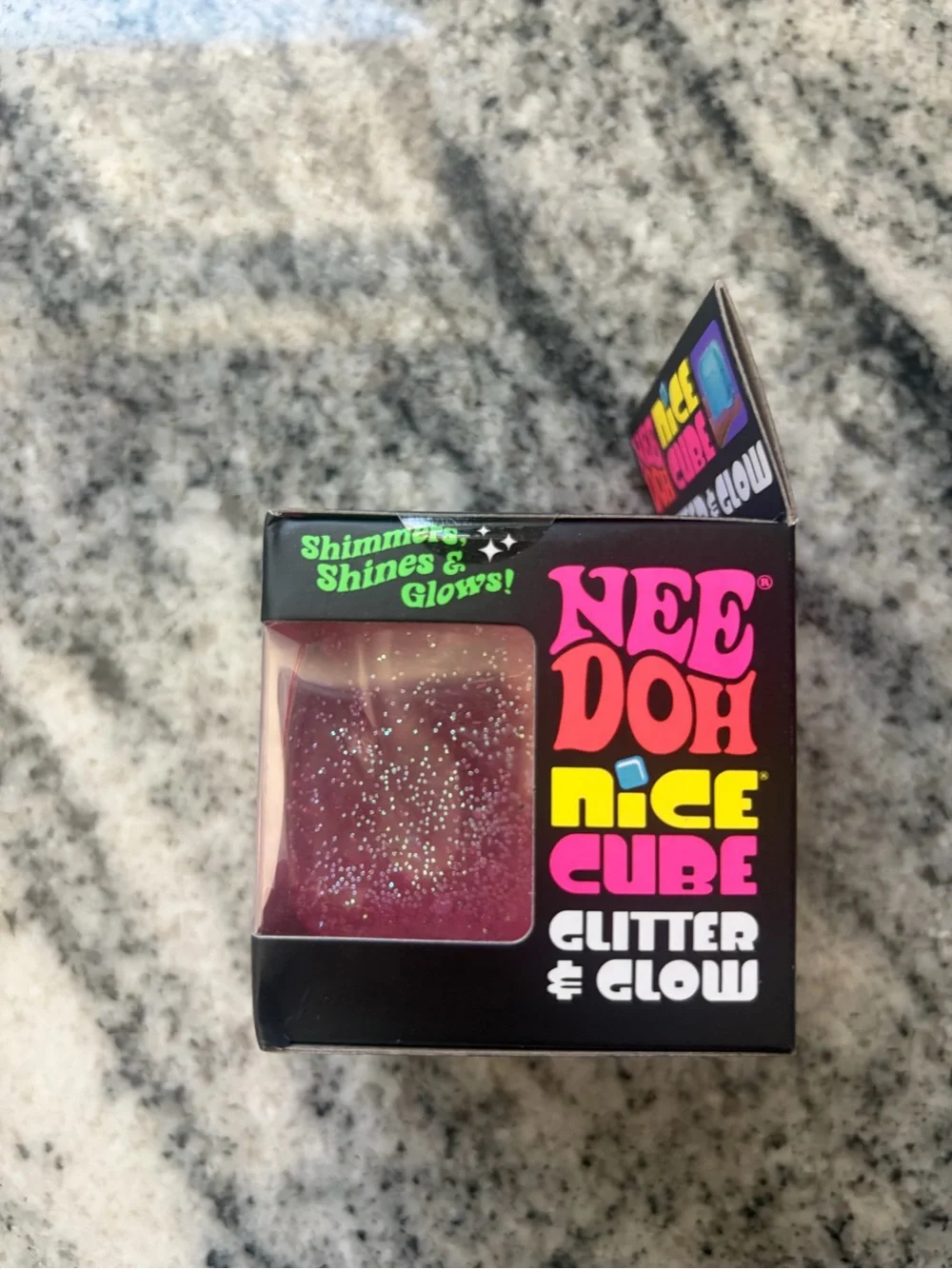 NeeDoh Nice Cube Glitter & Glow Pink cube NEW 💗 Sealed Authentic Nee Doh gift